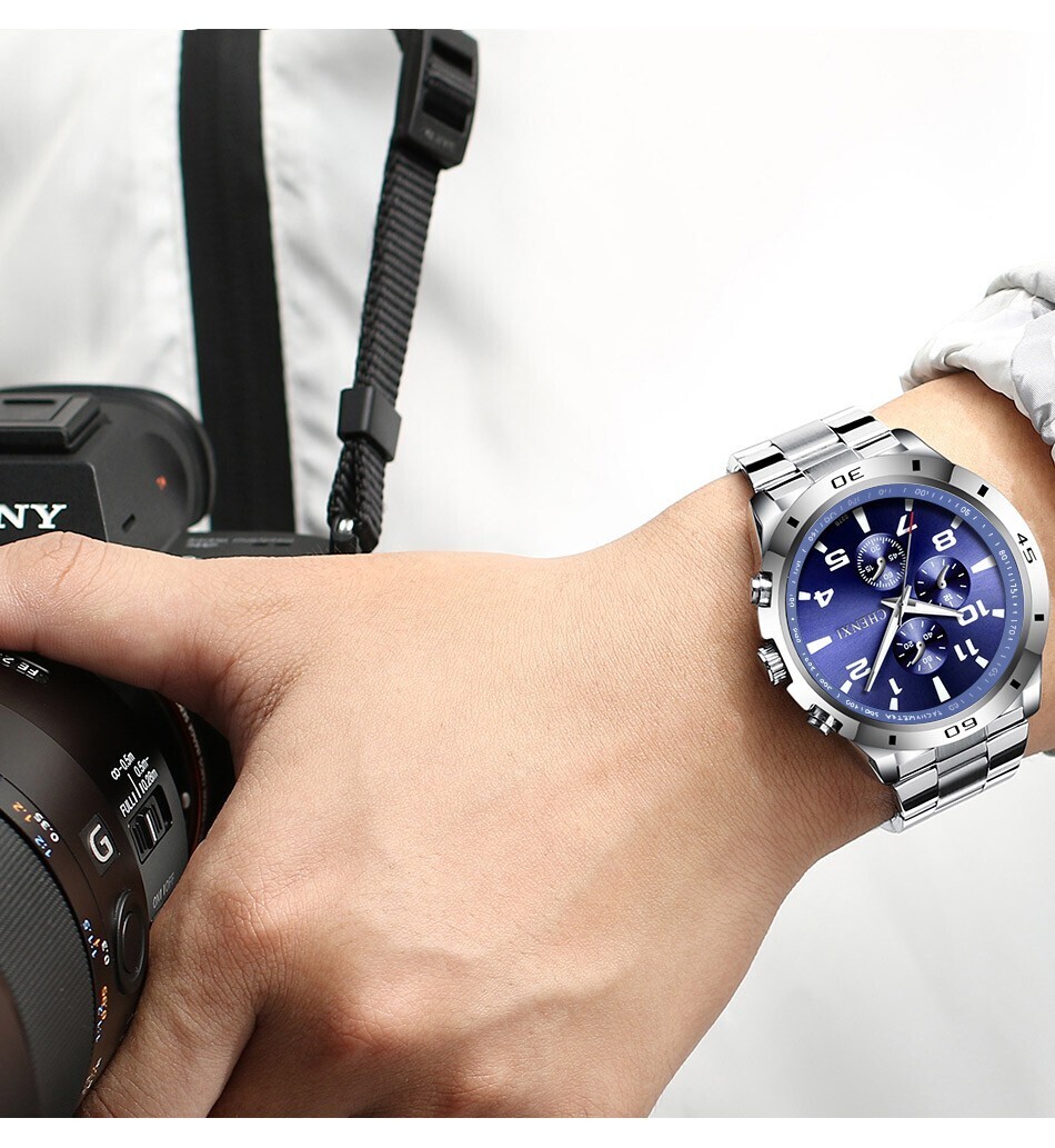 新品 未使用 腕時計 ステンレス メンズ 1円スタート 発光 アナログ 防水 耐衝撃 クォーツ 発光 エレガント ビジネス 高級感 e2578_画像6