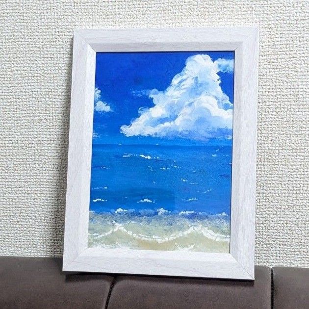 【額縁付】夏の海と入道雲