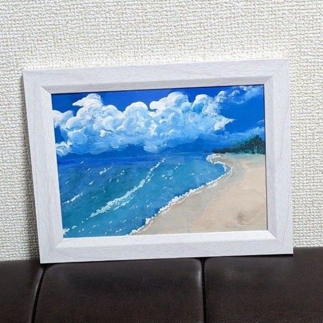 【額縁付】名護市民ビーチ 沖縄の海 絵画 インテリア 風景画