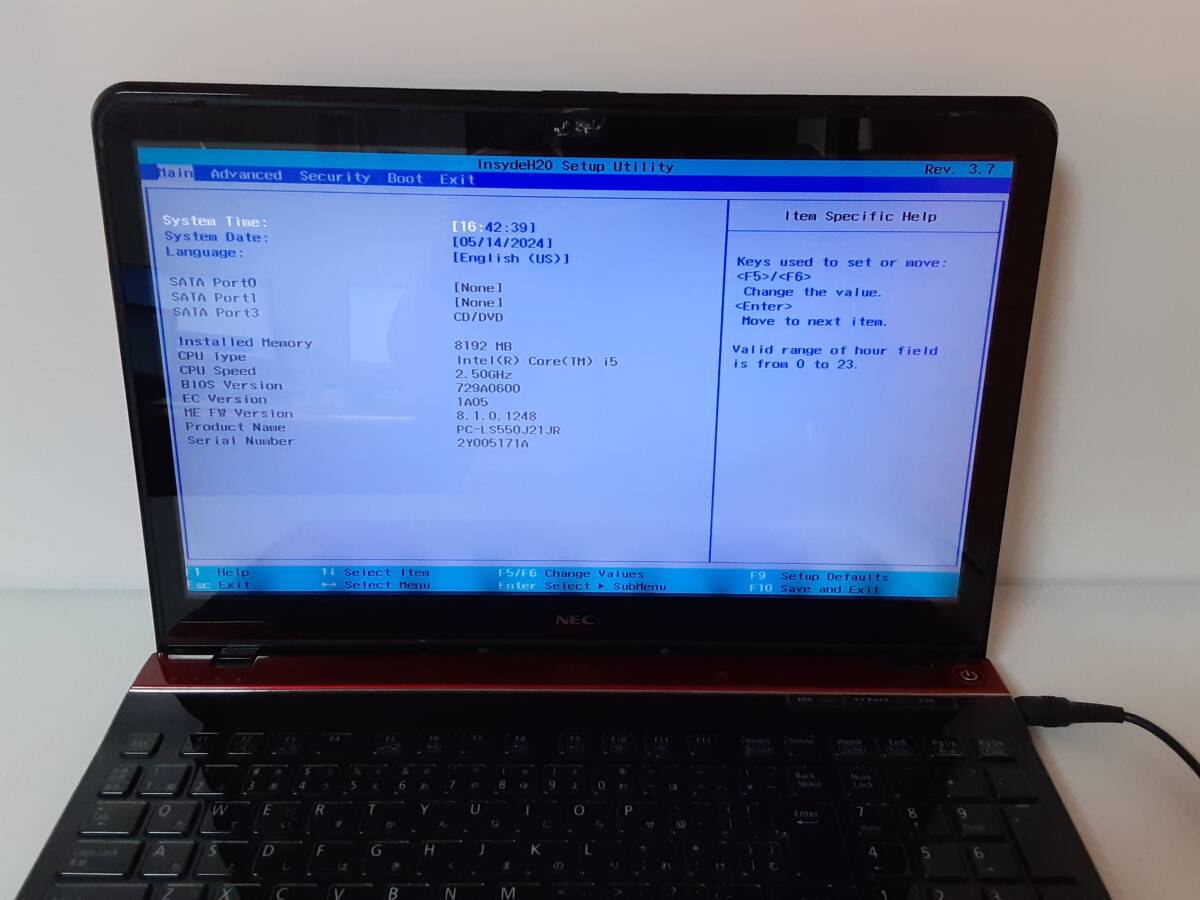 NEC LaVie LS550/J CORE i5 8GB BIOS確認ノートパソコンジャンク(164913_画像2
