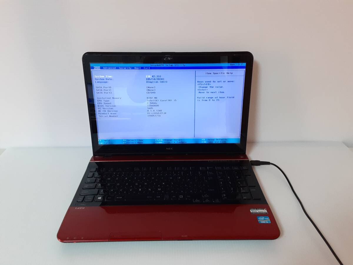 NEC LaVie LS550/J CORE i5 8GB BIOS確認ノートパソコンジャンク(164913_画像1