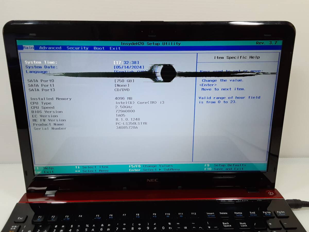 NEC LaVie LS350/L BIOS確認ノートパソコン(173714_画像4