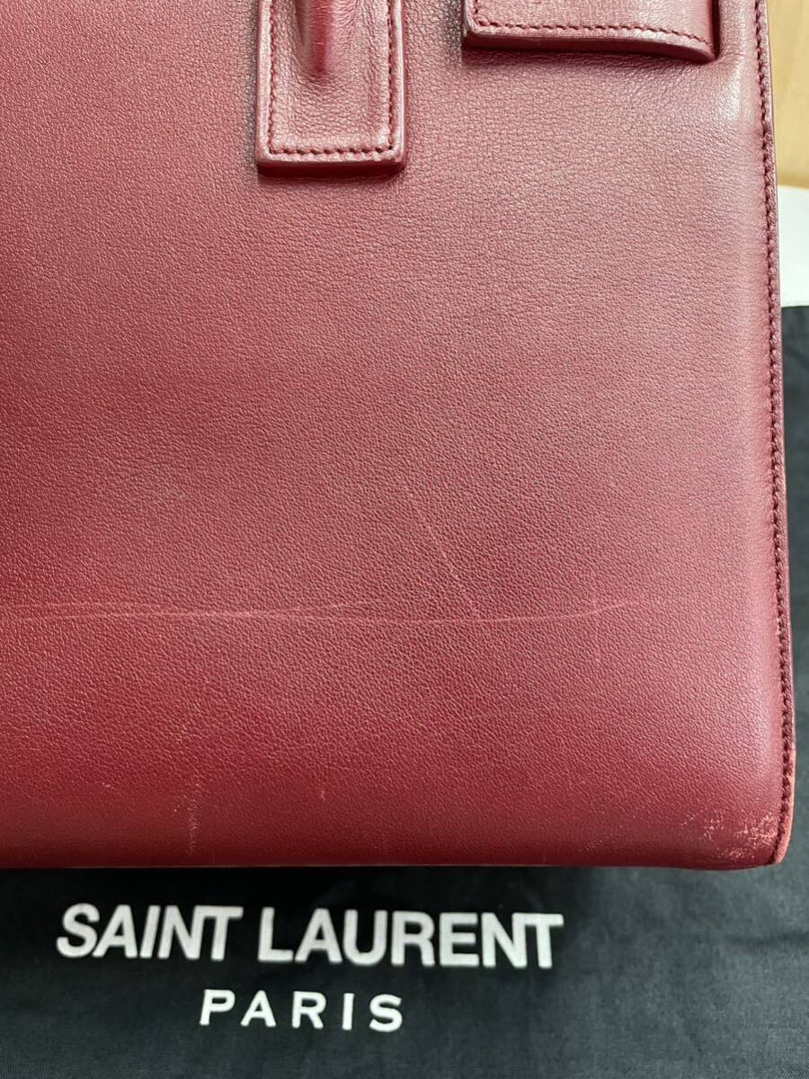 SAINT LAURENT PARIS サン ローラン パリ YSL イブサンローラン サック ド ジュール ハンドバッグ 2WAY ショルダー レザー レッド 477477_画像3