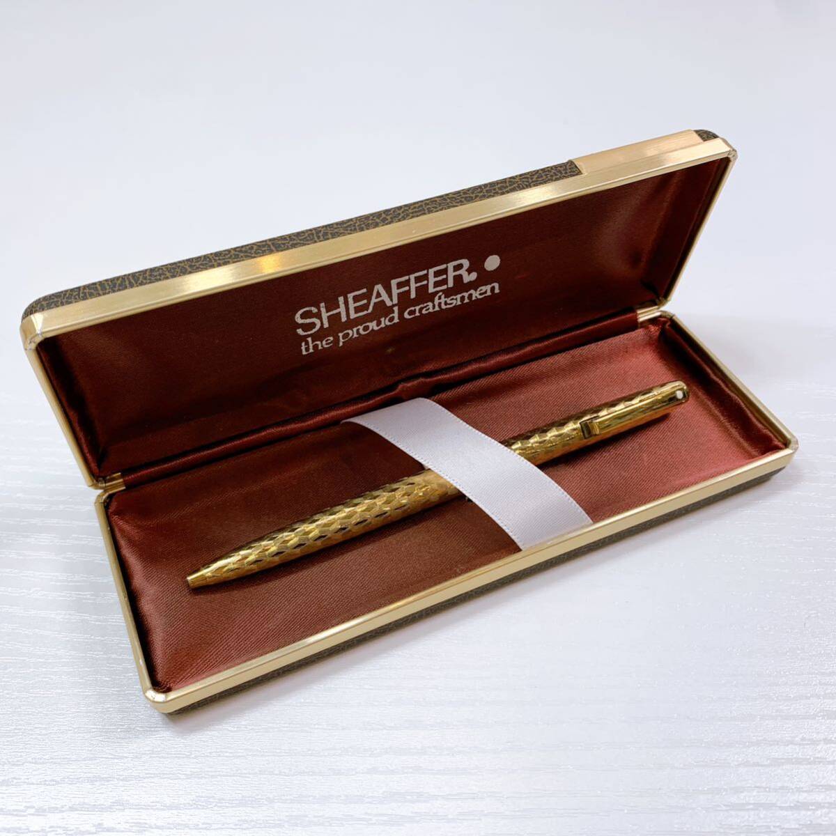 174【中古】SHEAFFER シェーファー ボールペン ゴールドエレクトロプレーテッド ゴールドカラー ペン 筆記用具 文房具 ケース付き 現状品_画像9