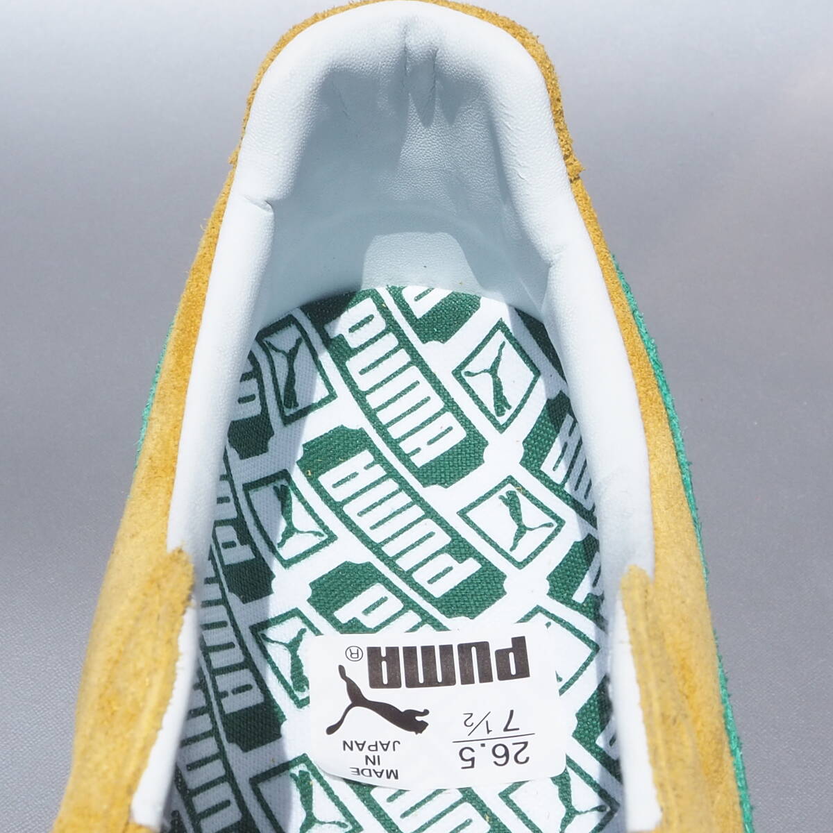 デッド!! 新品 US 8.5 / 26.5cm 限定 日本製 PUMA SUEDE VTG MIJ RETRO スエード 黄x緑 made in japan ビンテージ クライド_画像8