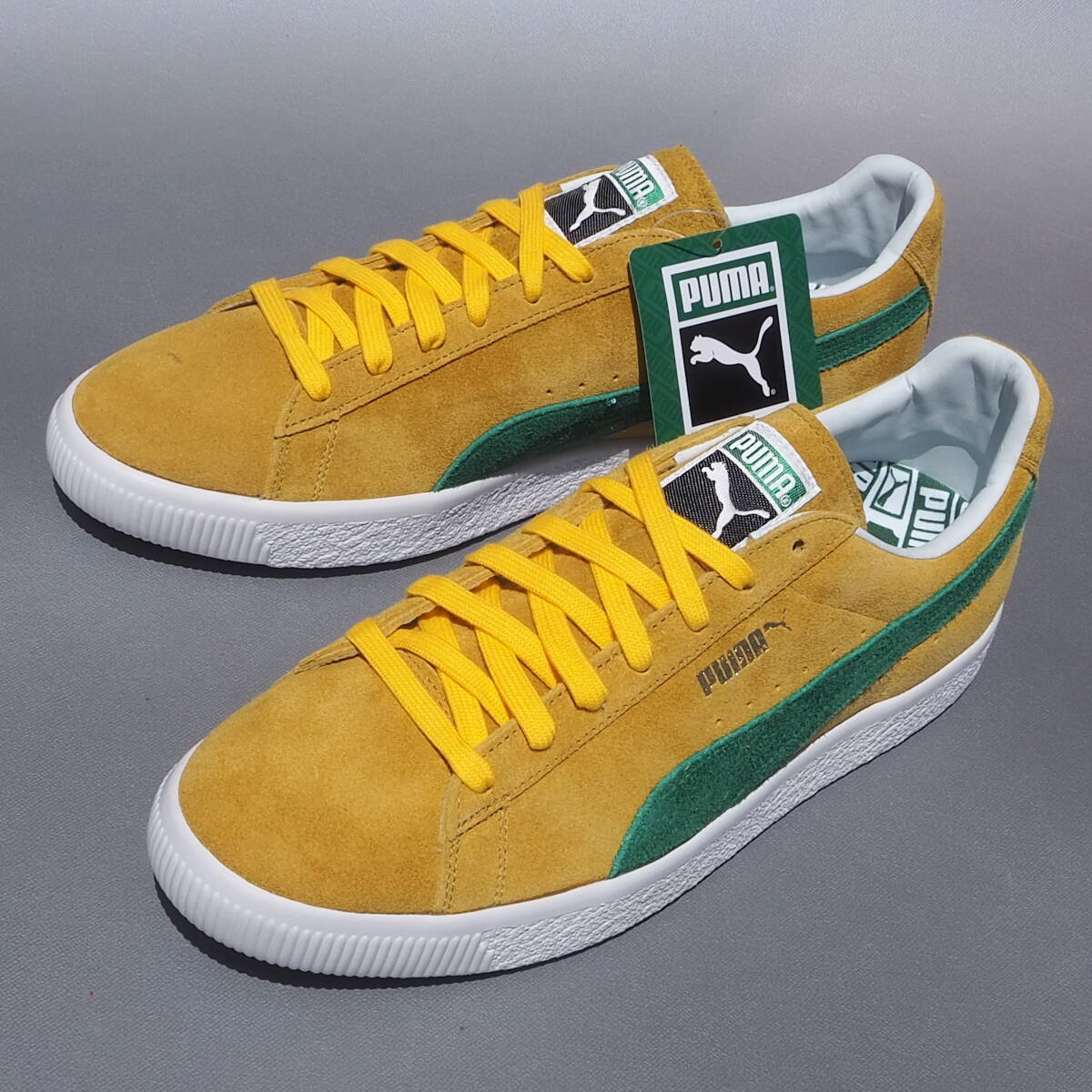 デッド!! 新品 US 8.5 / 26.5cm 限定 日本製 PUMA SUEDE VTG MIJ RETRO スエード 黄x緑 made in japan ビンテージ クライド_画像2