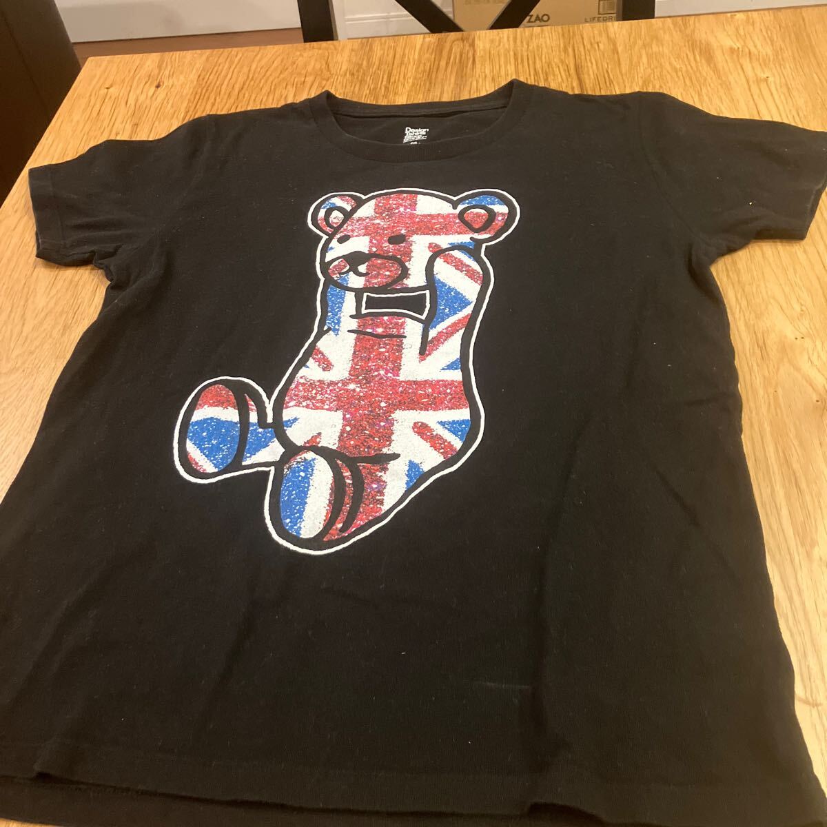 中古 Graniph グラニフ bear ベア UK ユニオンジャック ブラック Tシャツ M 送料¥185_画像1