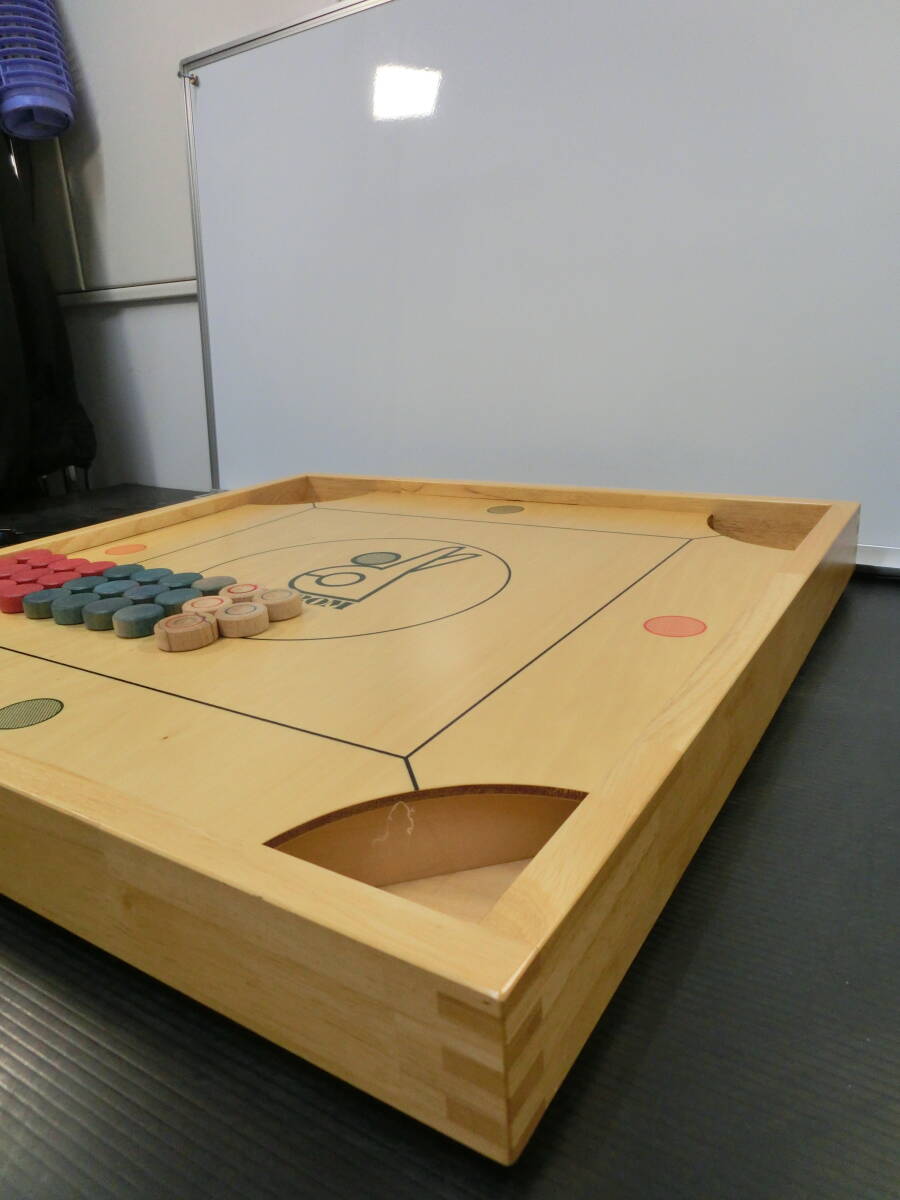 ♪♪【6E20②i】カロム　ボードゲーム　日本カロム協会ロゴマーク入りカロム盤（玉29個付き）　木製　良品♪♪_画像4
