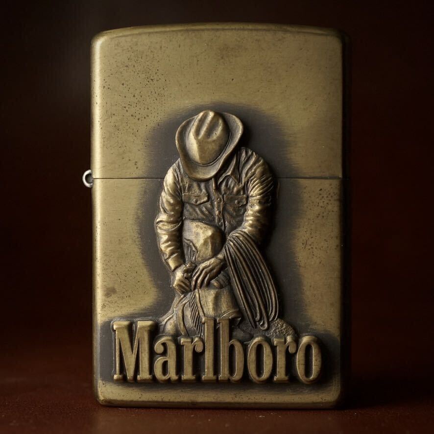【 特別出品 】1円スタート 未使用 純正品 1998年 Marlboro Zippo マールボロ Country カウボーイジッポー Antique Brassの画像10