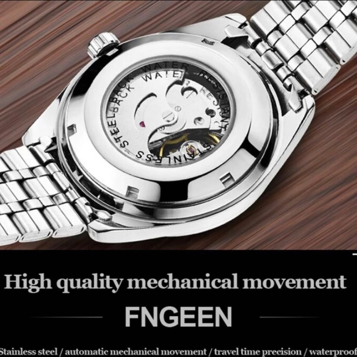 オリジナルブランドfngeen 男性用機械式腕時計、有名ブランド、高級、ステンレススチール、トゥールビヨン、自動巻き、カレンダー