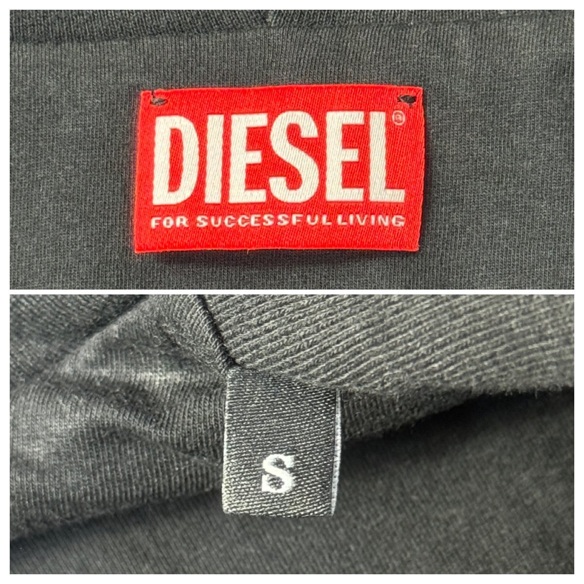 未使用並/M相当★ディーゼル/DIESEL 異素材切替 PUレザー コンビパーカー フーデットジャケット ダブルジップ D刺繍 赤タグ メンズ 黒の画像9