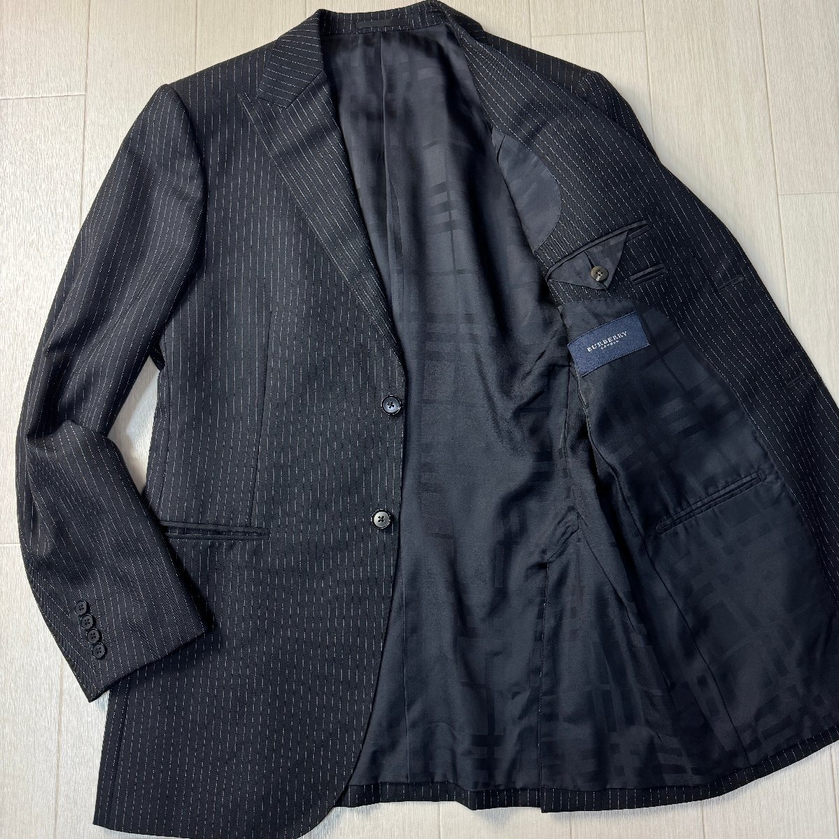  beautiful goods /M corresponding * Burberry /BURBERRY LONDON shadow check total pattern setup single suit pants jacket stripe men's black 