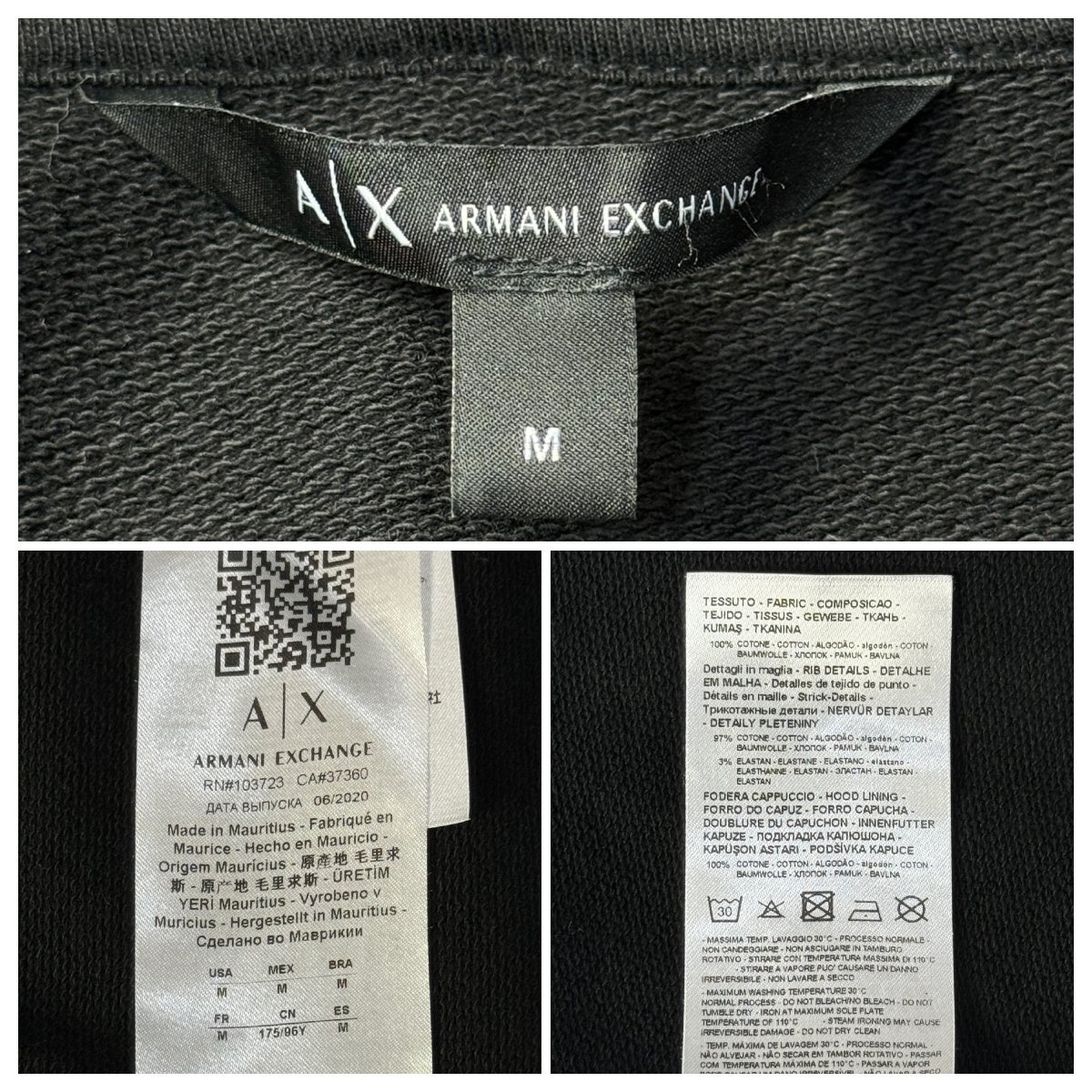 未使用並/L相当★アルマーニ/ARMANI EXCHANGE 胸元シルバーロゴ ジップパーカー フーデット ブルゾン 薄手 メンズ 黒 ブラック_画像10