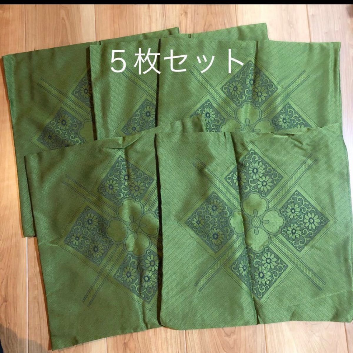 送料無料　45×45　5枚セット　座布団カバー　深緑　クッションカバー