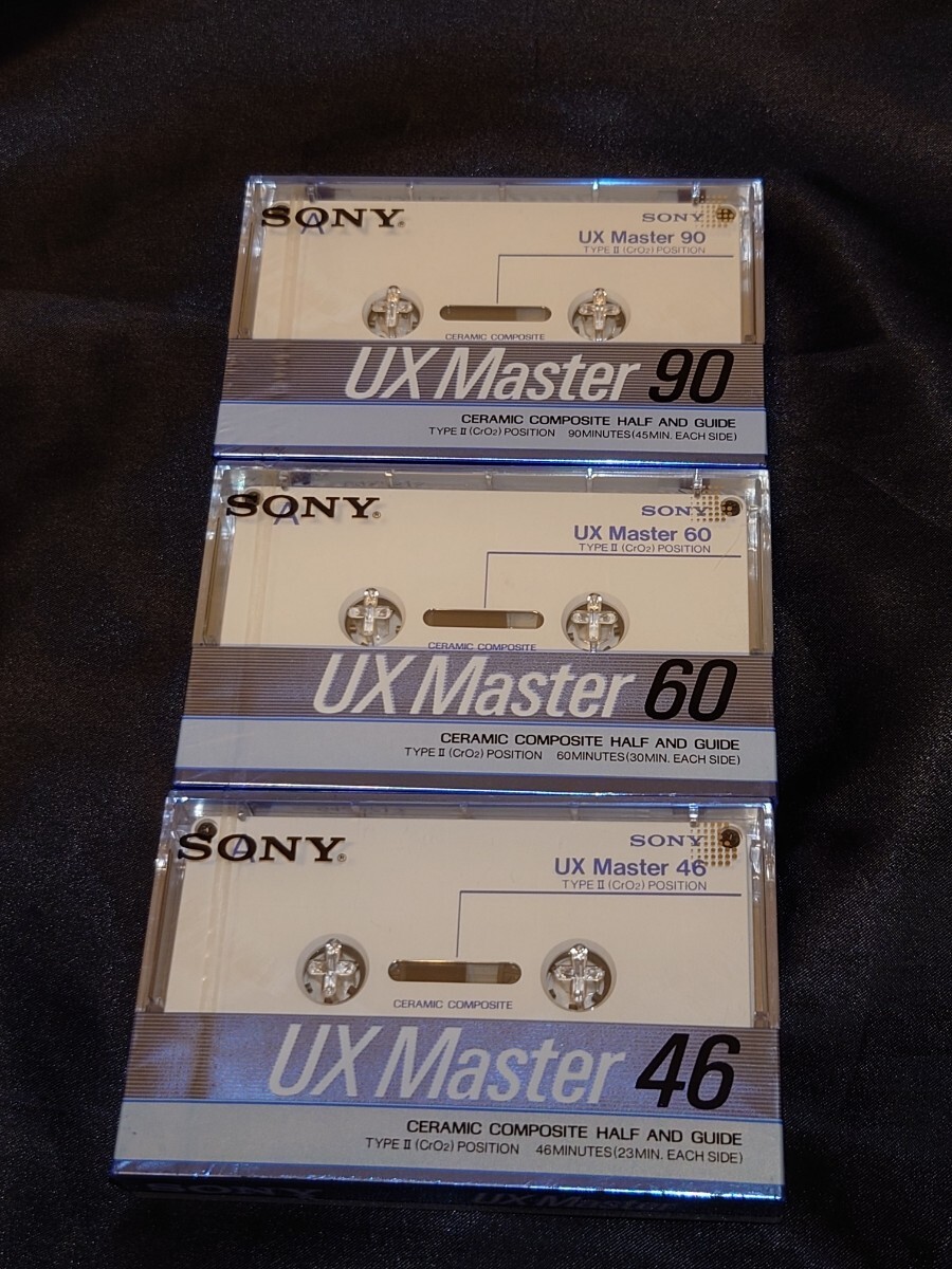 SONY UX Master 46 60 90 TypeⅡ[1987 год первое поколение First модель ]* прекрасный товар *[ кассетная лента исторический пик. сильнейший высокий позиция лента ]3шт.@Set!