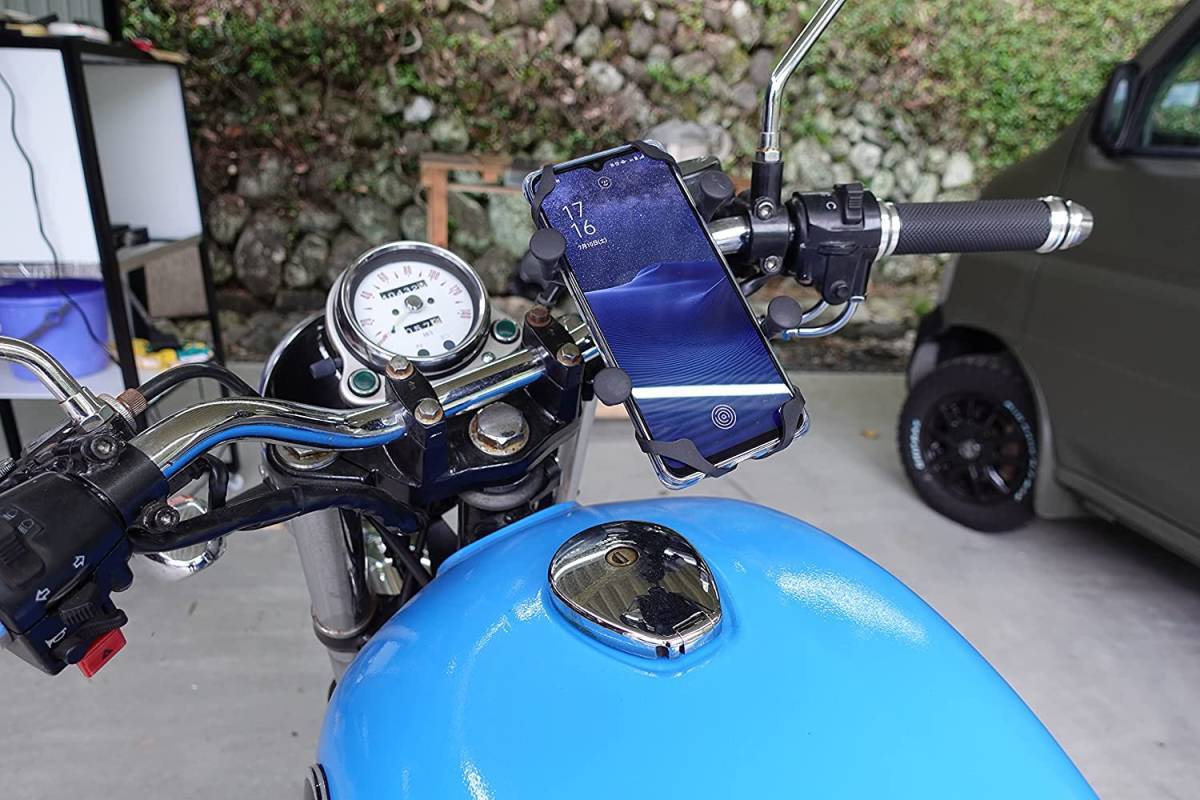 【工具のジョー】 スマホホルダー バイク用 自転車 ツインクランプ ラムマウント互換 360度回転 落下防止ゴム 【送料無料】【動画あり】 ④_画像9