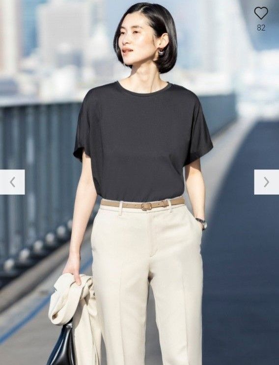 【1度着用】UNIQLO ◆ エアリズム　ドレープTシャツ　半袖　サイズ XL　ホワイト&ブラック　2枚セット