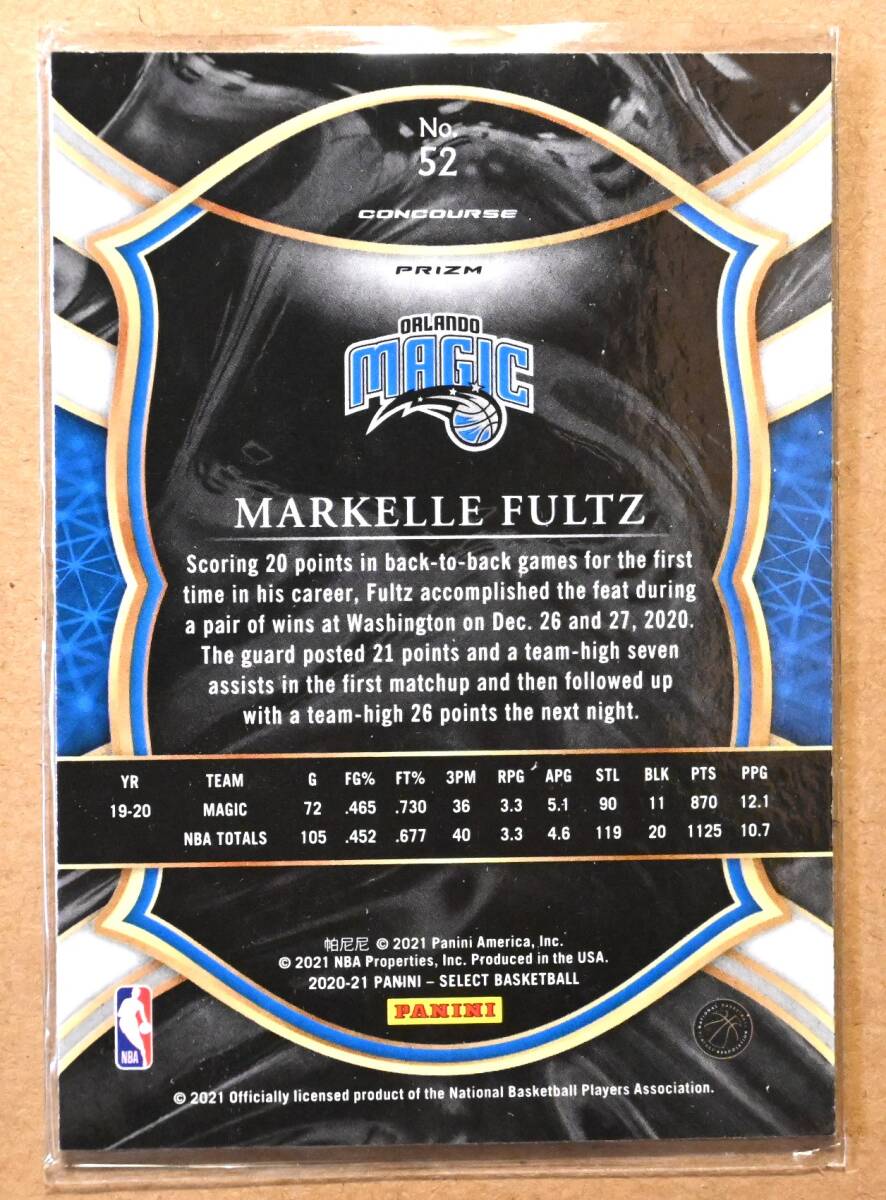 MARKELLE FULTZ (マーケル・フルツ) 2020-21 SELECT CONCOURSE PRIZM トレーディングカード 【NBA,オーランドマジック,ORANDO MAGIC】_画像2