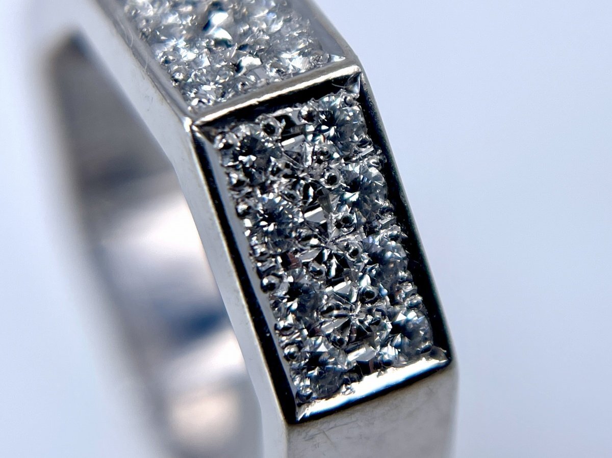 TASAKI タサキ 田崎真珠 Pt900 プラチナ 八角リング ダイヤモンド 0.37ct ９号 8.2ｇ 指輪 化粧箱付[03-3891の画像5