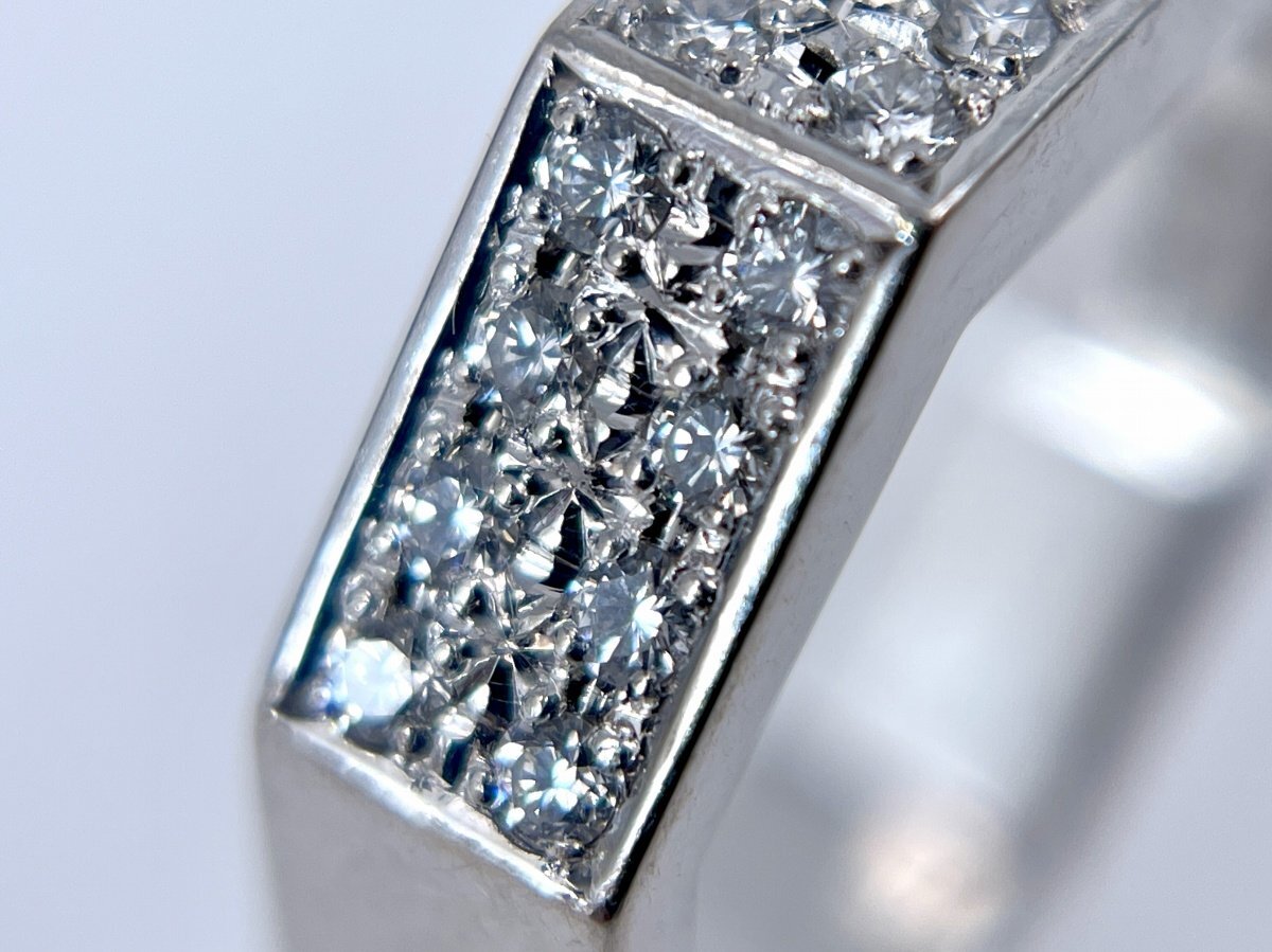 TASAKI タサキ 田崎真珠 Pt900 プラチナ 八角リング ダイヤモンド 0.37ct ９号 8.2ｇ 指輪 化粧箱付[03-3891の画像6