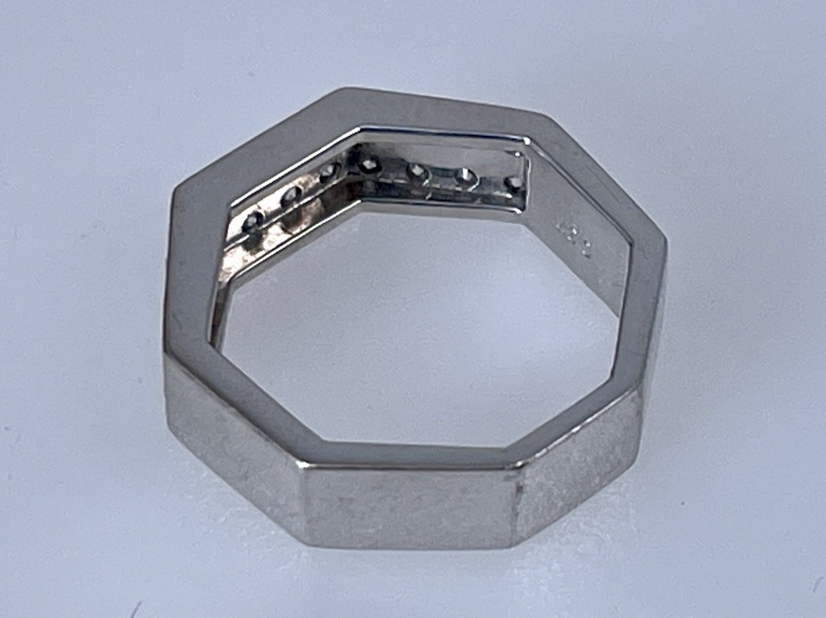 TASAKI タサキ 田崎真珠 Pt900 プラチナ 八角リング ダイヤモンド 0.37ct ９号 8.2ｇ 指輪 化粧箱付[03-3891の画像4