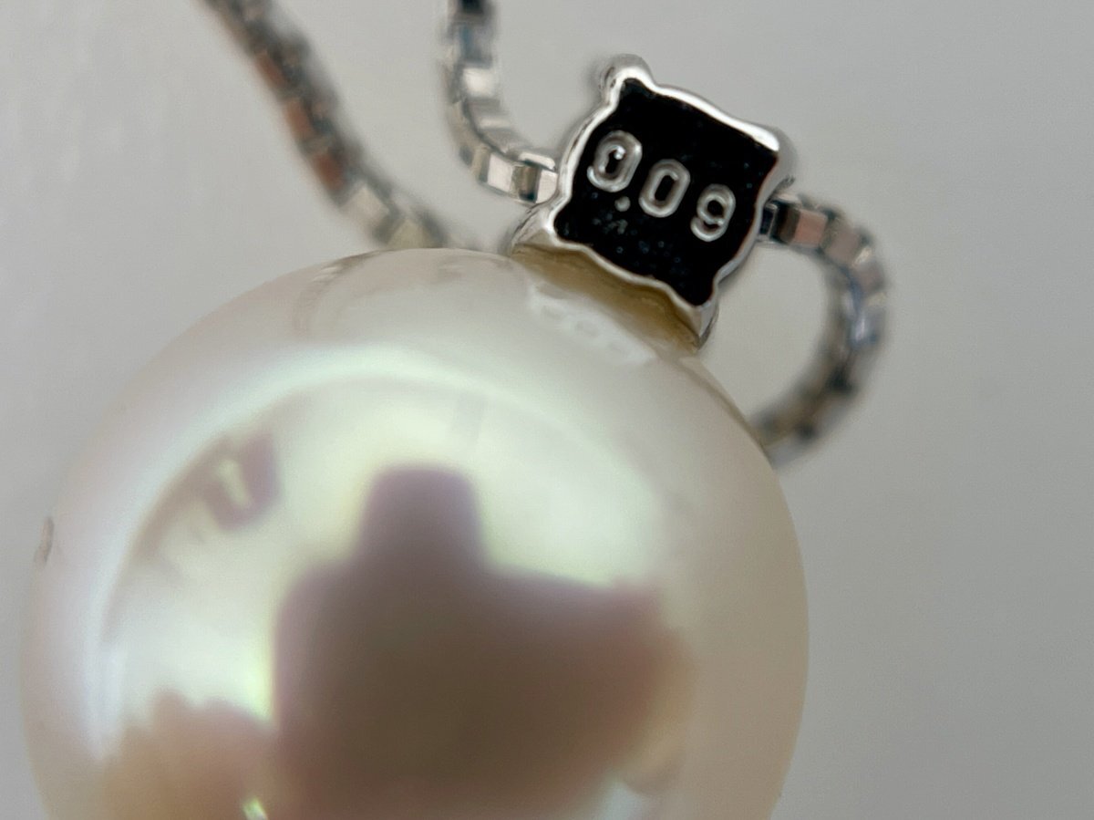 TASAKI タサキ 田崎真珠 Pt850 パール ネックレス ダイヤモンド 0.09ct アコヤ真珠 約9.2mm 4.3g 化粧箱付き[03-3892の画像5