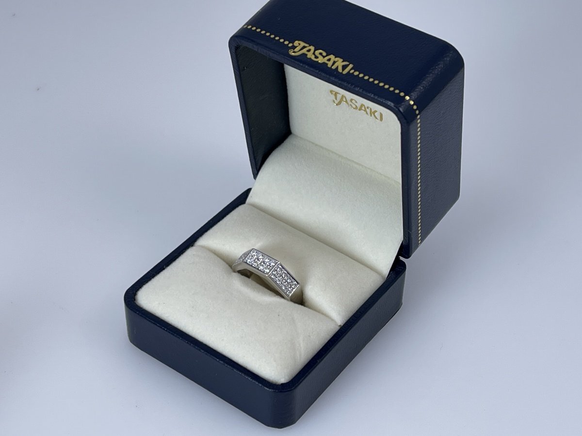 TASAKI タサキ 田崎真珠 Pt900 プラチナ 八角リング ダイヤモンド 0.37ct ９号 8.2ｇ 指輪 化粧箱付[03-3891の画像9