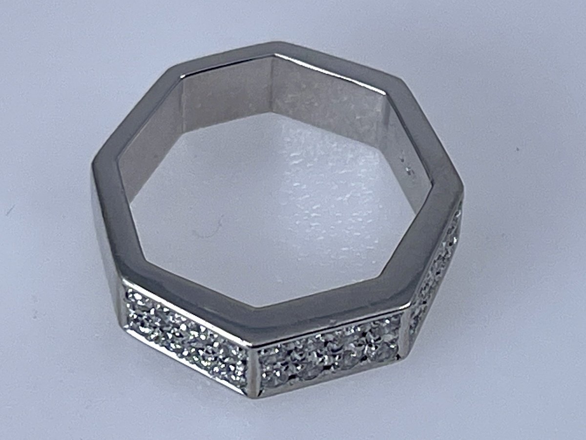 TASAKI タサキ 田崎真珠 Pt900 プラチナ 八角リング ダイヤモンド 0.37ct ９号 8.2ｇ 指輪 化粧箱付[03-3891_画像3