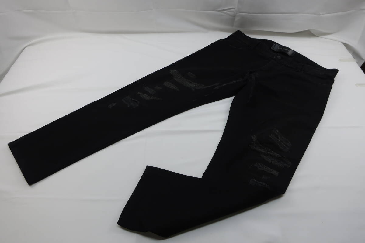 *[B отправка 900 иен ] 215 DOLCE&GABBANA Dolce & Gabbana мужской низ джинсы ji- хлеб повреждение обработка Denim чёрный 52