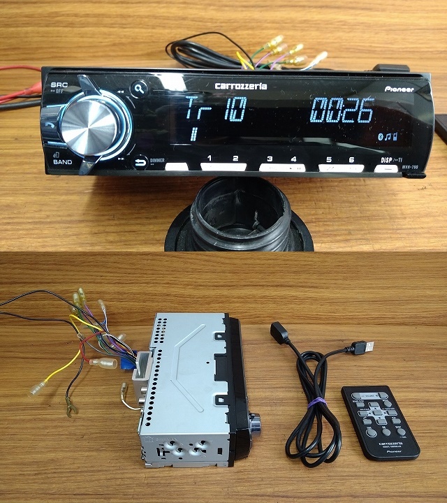 MVH-790 1DIN carrozzeria Bluetooth ラジオ USB リモコン付き メインユニットの画像1