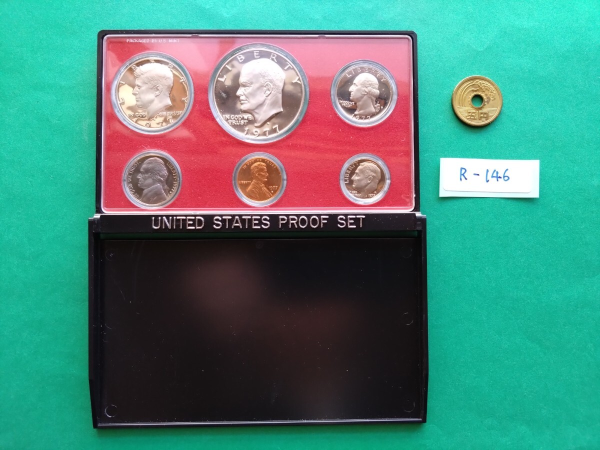外国コイン アメリカ (Rー１４６) プルーフセット １９７７年 １ドル硬貨 ５０セント硬貨 他おまとめ ６枚 の画像5