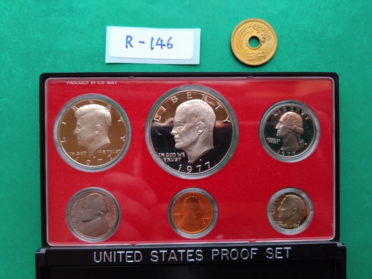 外国コイン アメリカ (Rー１４６) プルーフセット １９７７年 １ドル硬貨 ５０セント硬貨 他おまとめ ６枚 の画像6