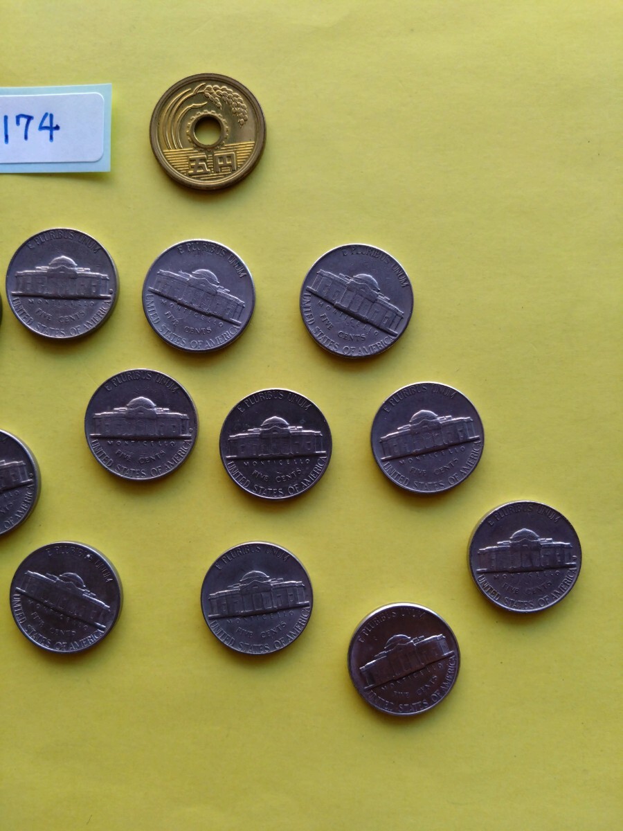 外国コイン　アメリカ　(Rー１７４)　５セント硬貨　１５枚　おまとめ　_画像7
