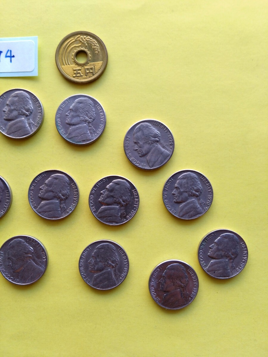 外国コイン　アメリカ　(Rー１７４)　５セント硬貨　１５枚　おまとめ　_画像3