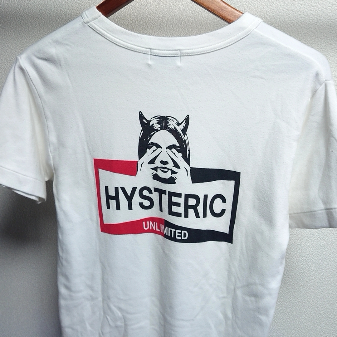 美品 HYSTERIC GLAMOUR ヒステリックグラマー Tシャツ 02201CT17 半袖 デビル バックプリント コットン ポケット シャツ ホワイト M_画像3