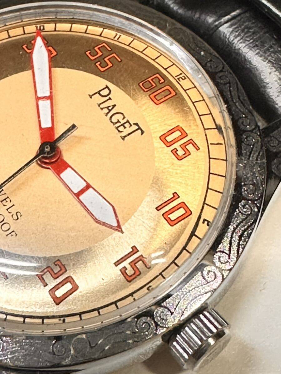ヴィンテージ ピアジェ PIAGET ゴールド文字盤 手巻き ユニセックス腕時計 ショックプルーフ ムーブメント 17jewels スイス製 再生品 _画像8