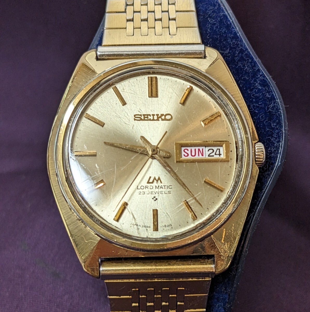 SEIKO ロードマチック23J 5606-7000 稼働中　ゴールド色_画像1