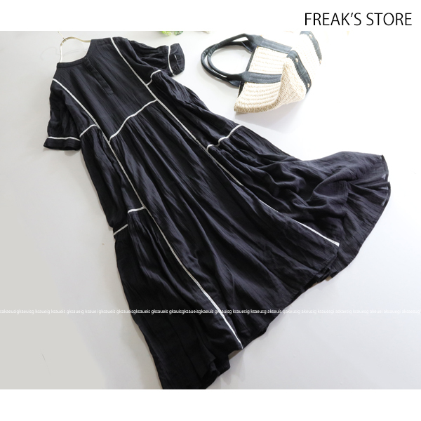 フリークスストア FREAK'S STORE★大人可愛い♪配色バイカラーハシゴレースロング丈ワンピース_画像3