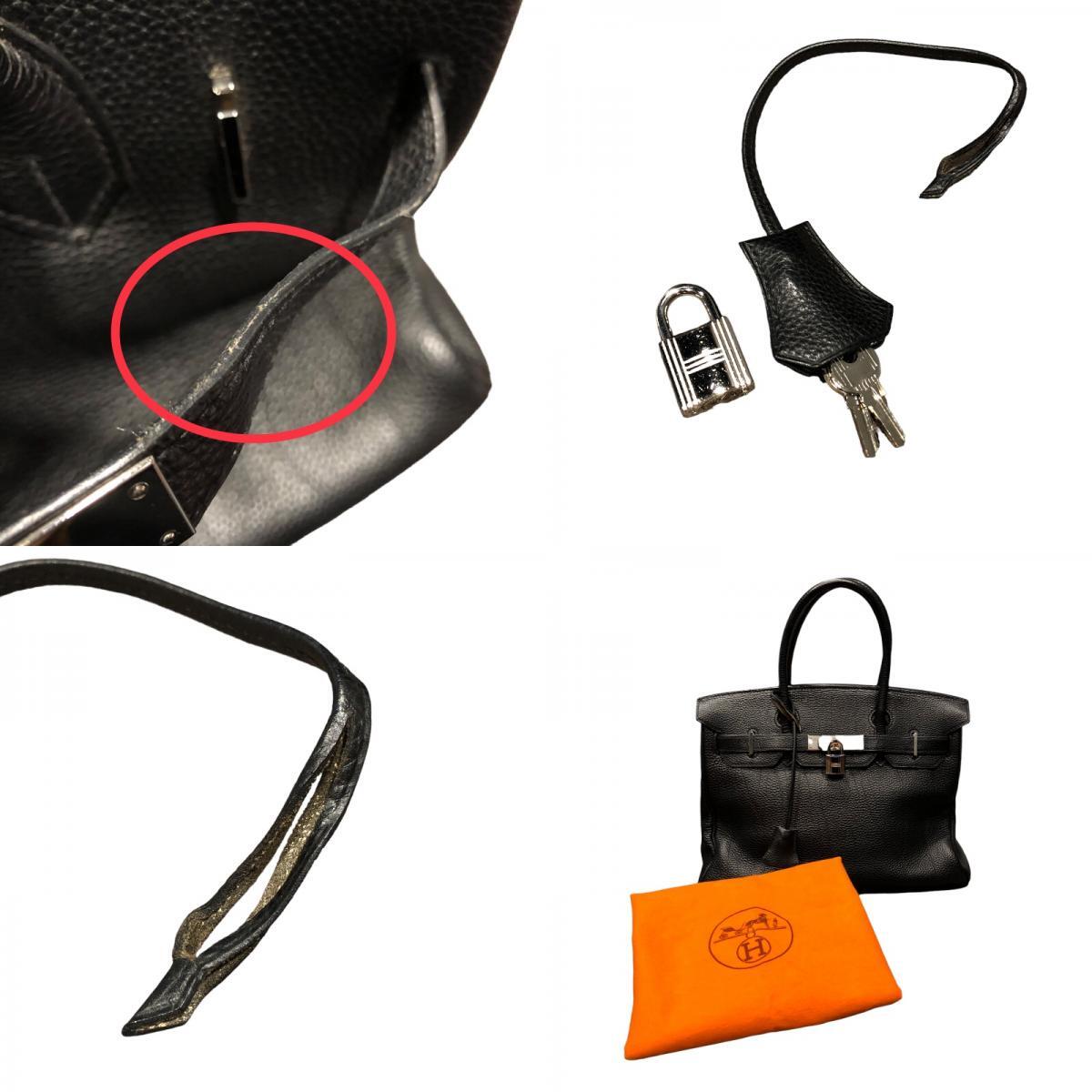  Hermes HERMES Birkin 30 *H. black SV metal fittings togo handbag lady's used 