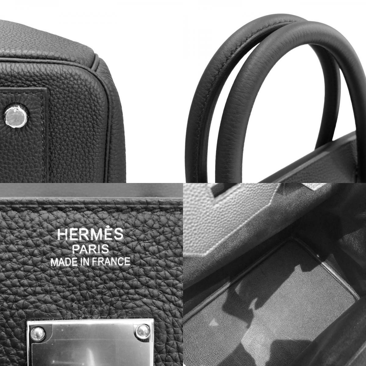 エルメス HERMES オータクロア40 U刻 ブラック　シルバー金具 牛革 トゴ ハンドバッグ ユニセックス 中古_画像9