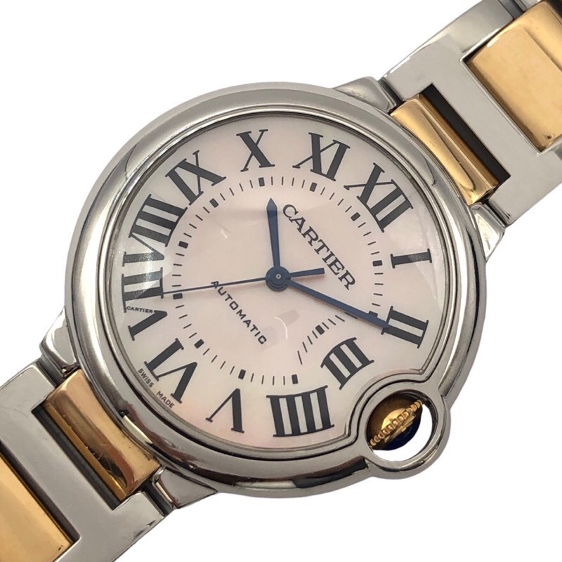 カルティエ Cartier バロンブルー ドゥカルティエ W6920033 ピンクシェル PG/SS 腕時計 レディース 中古_画像1