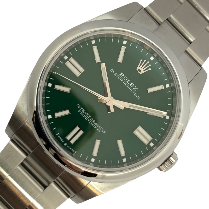 ロレックス ROLEX オイスターパーペチュアル41 ランダムシリアル 124300 グリーン SS 腕時計 メンズ 中古_画像1