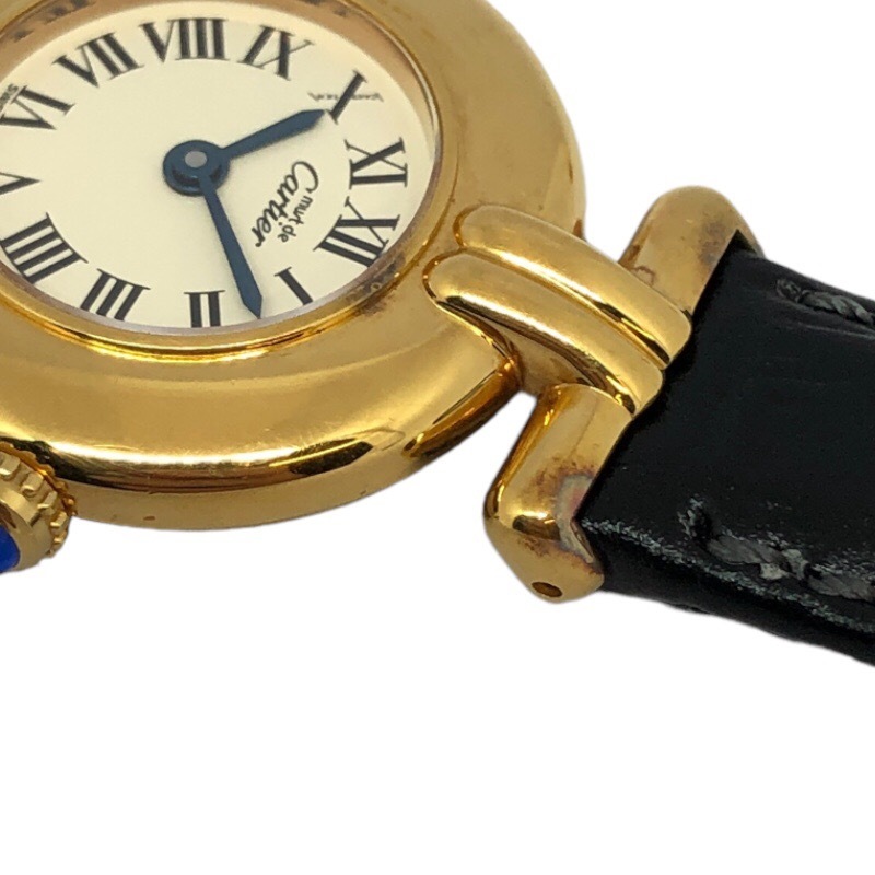 カルティエ Cartier マストコリゼ ヴェルメイユ 590002 ホワイト SV/革ベルト（社外品） 腕時計 レディース 中古_画像2