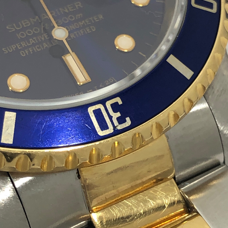 ロレックス ROLEX サブマリーナー デイト L番 ヴァイオレット 16613 ブルー SS/K18YG 腕時計 メンズ 中古_画像6