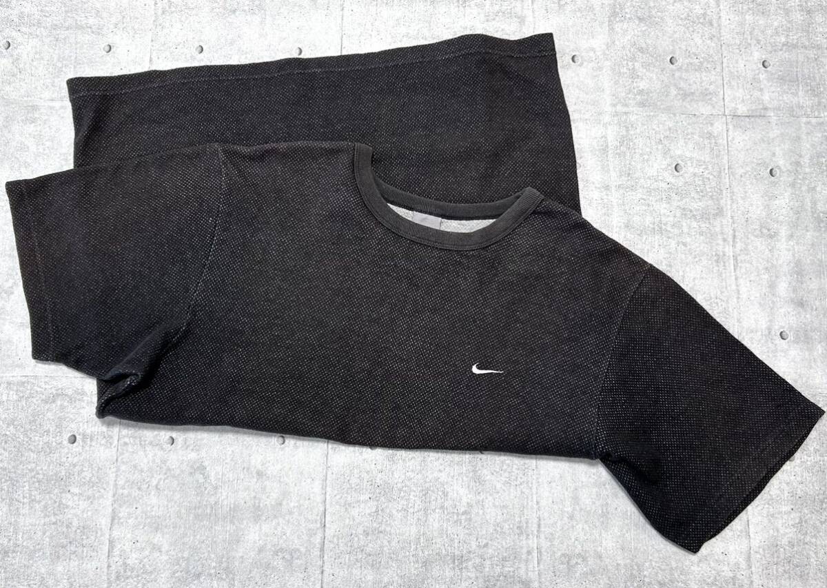 00s NIKE メッシュ素材 裏地付き Tシャツ スウォッシュ 刺繍ロゴ　　Y2K 00年代 ナイキ 半袖 テック系 TECH ハイクオリティー 柳9627_画像5