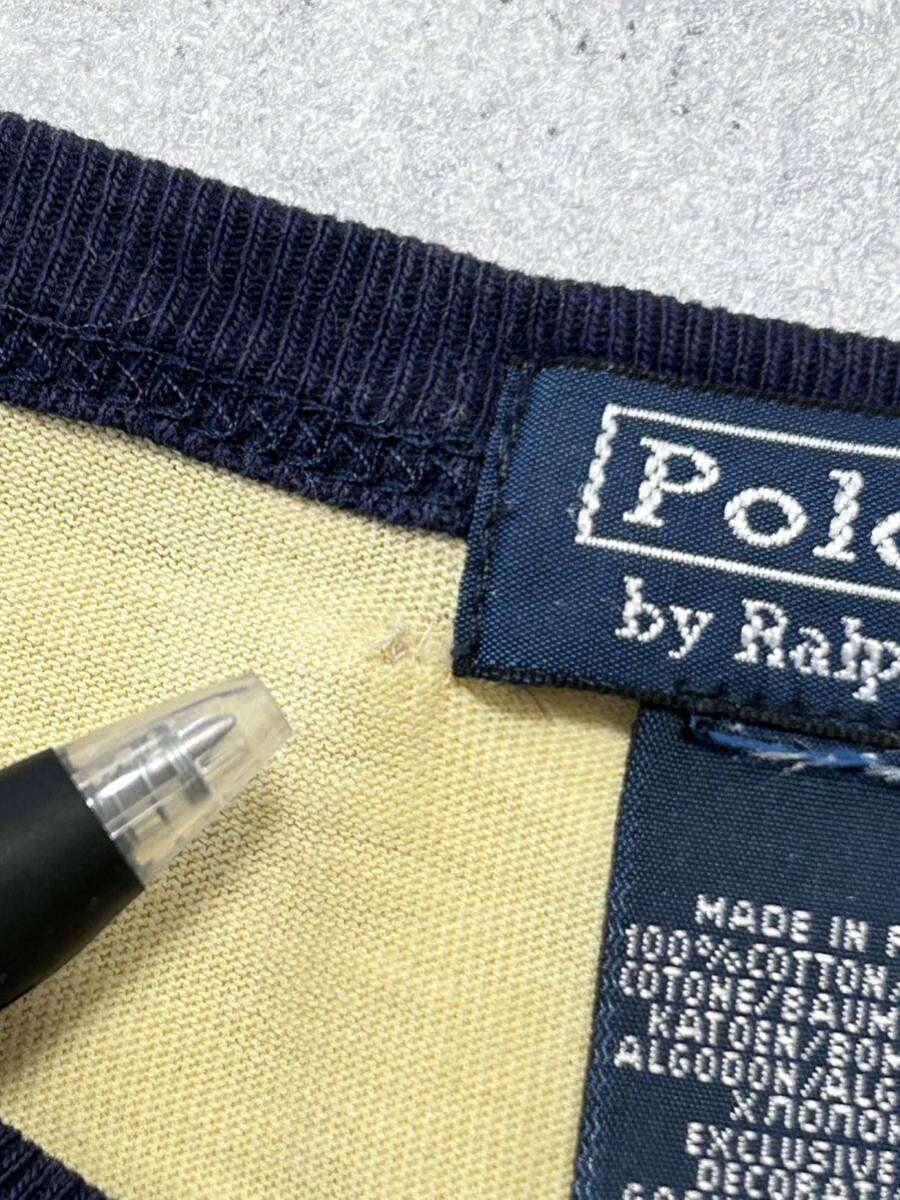 00s Polo by Ralph Lauren 星条旗 USAロゴ Tシャツ　　00年代 ポロバイラルフローレン トリム リンガー 半袖 手書き風 アメリカ国旗 柳9635_画像4