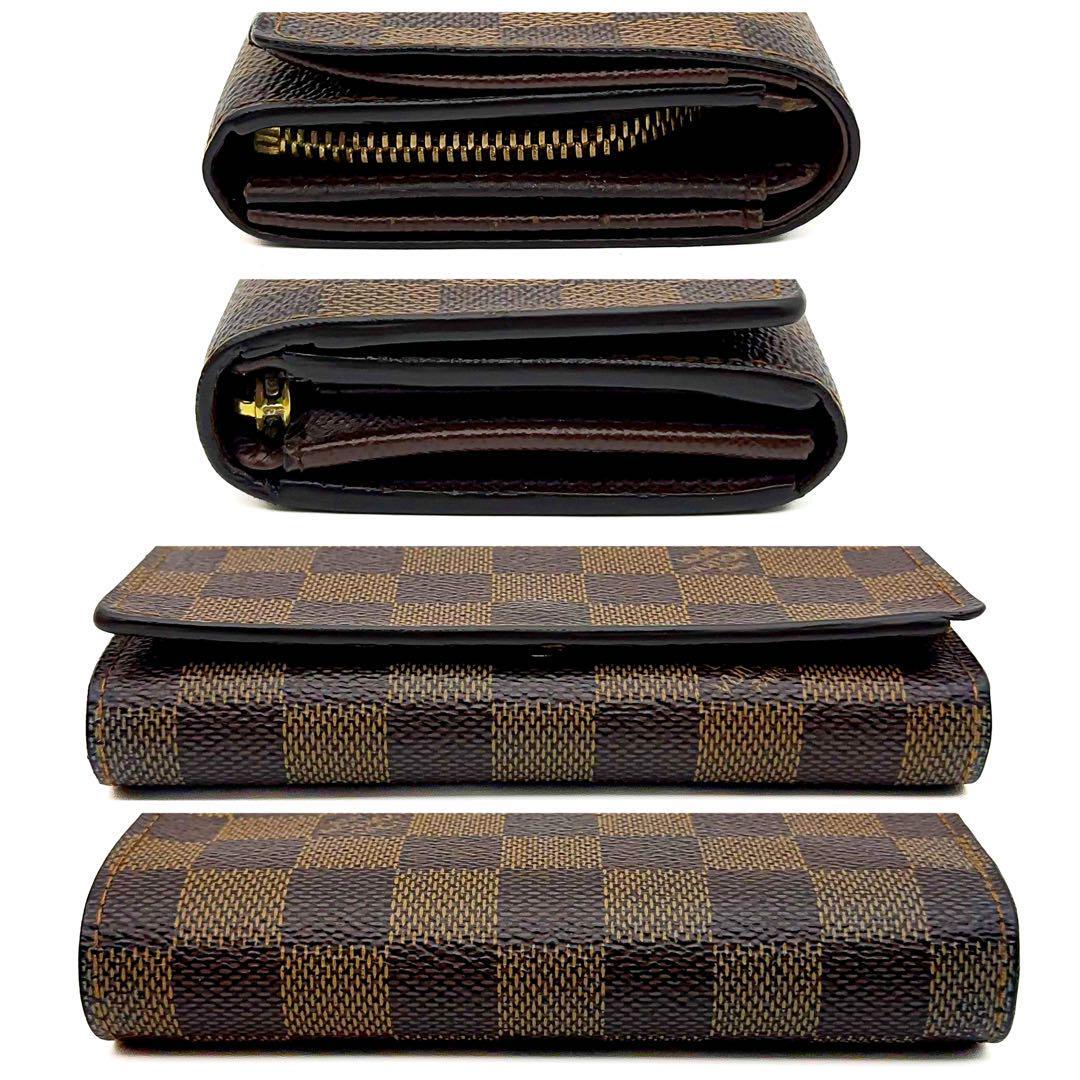 【美品】新型モデル LOUIS VUITTON ルイヴィトン ダミエ ポルトフォイユ トレゾール 折り財布_画像9