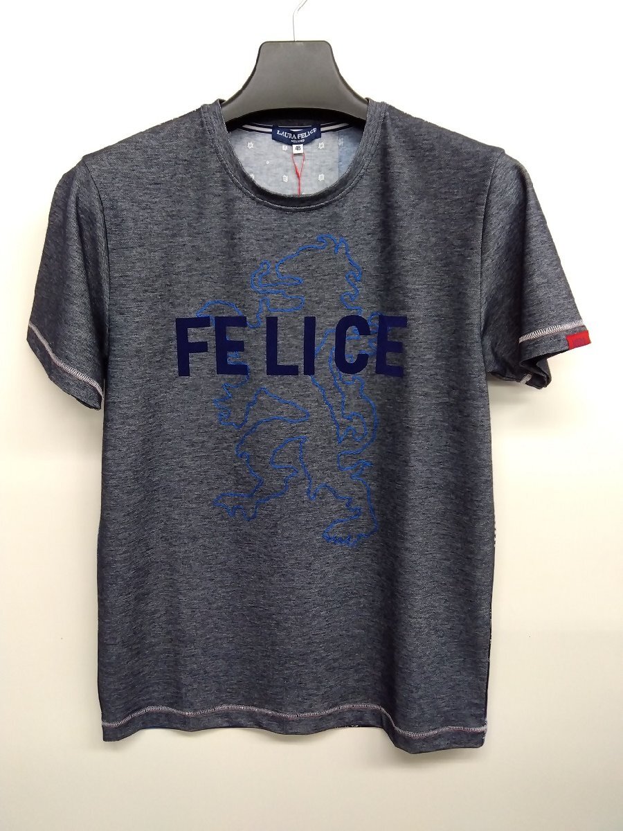 Ｔシャツ ＳＡＬＥ Laura Ｆelice デニムニット切替 半袖(46)新品 送料無料_画像1