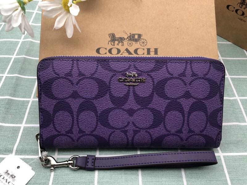 コーチ COACH 財布 長財布 新品 未使用 紫 パープル レディース ロゴ シグネチャー レザー ウォレット 誕生日 プレゼント ブランド C158_画像1