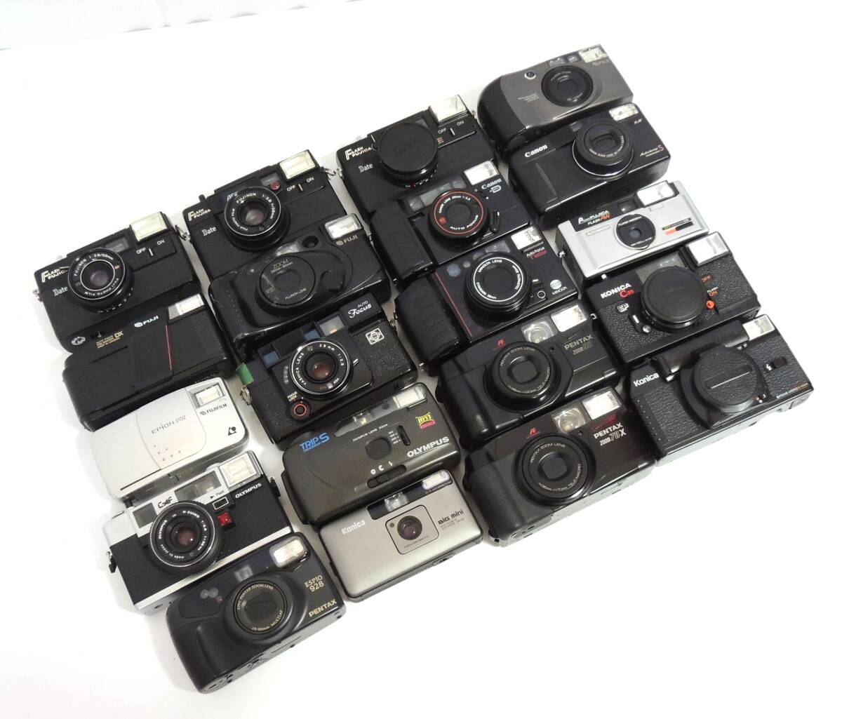 □　(3)　コンパクトカメラ　フィルムカメラ　20台まとめ　PENTAX　KONICA　FUJI　OLYMPUS　Canon他　動作未確認　ジャンク　中古品　③_画像1